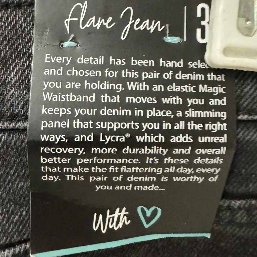 LuLaRoe Women's Flare Eclipse Wash Black Denim Jeans Size 32 - Picture 2 of 9